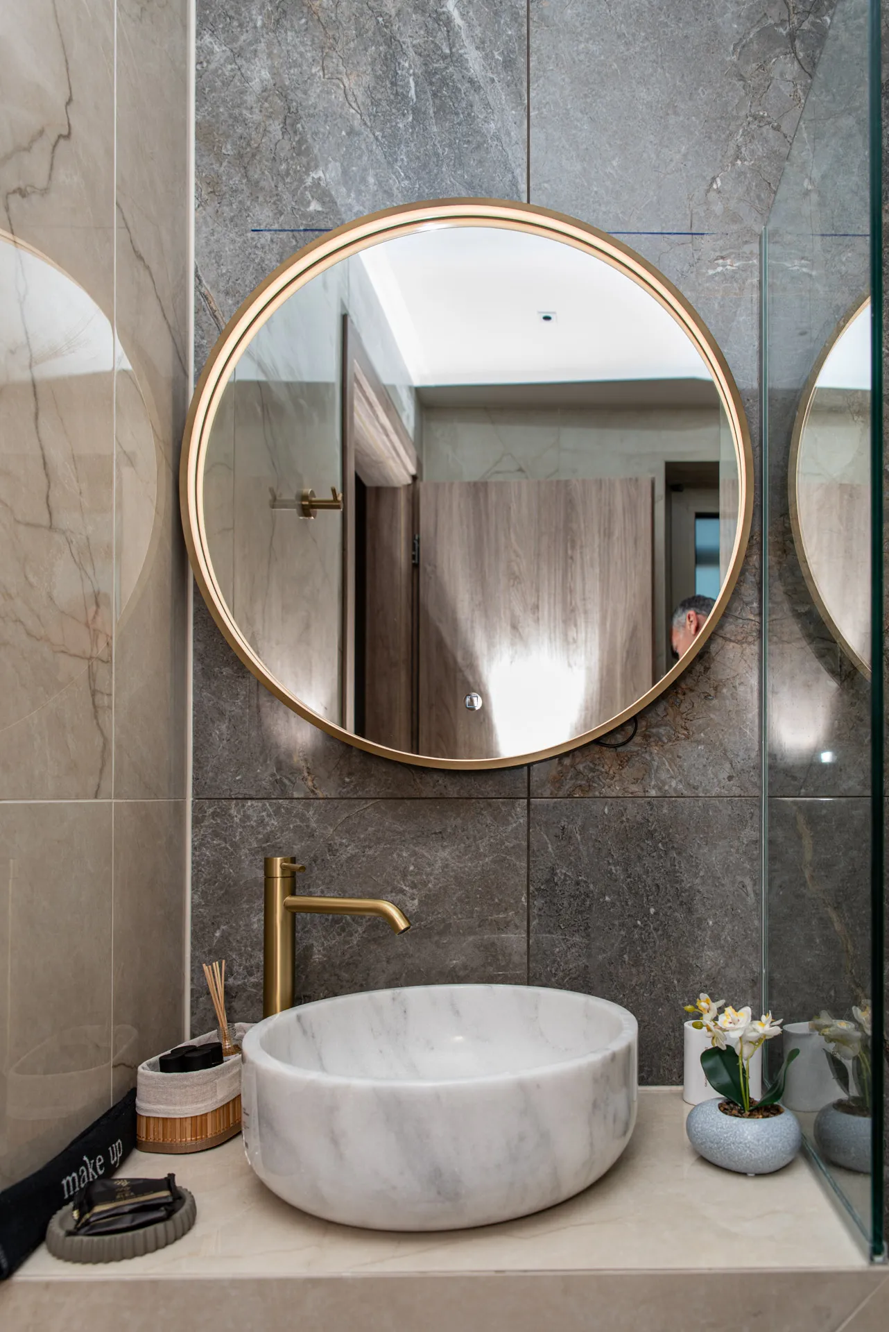 Marble bathroom with mirror