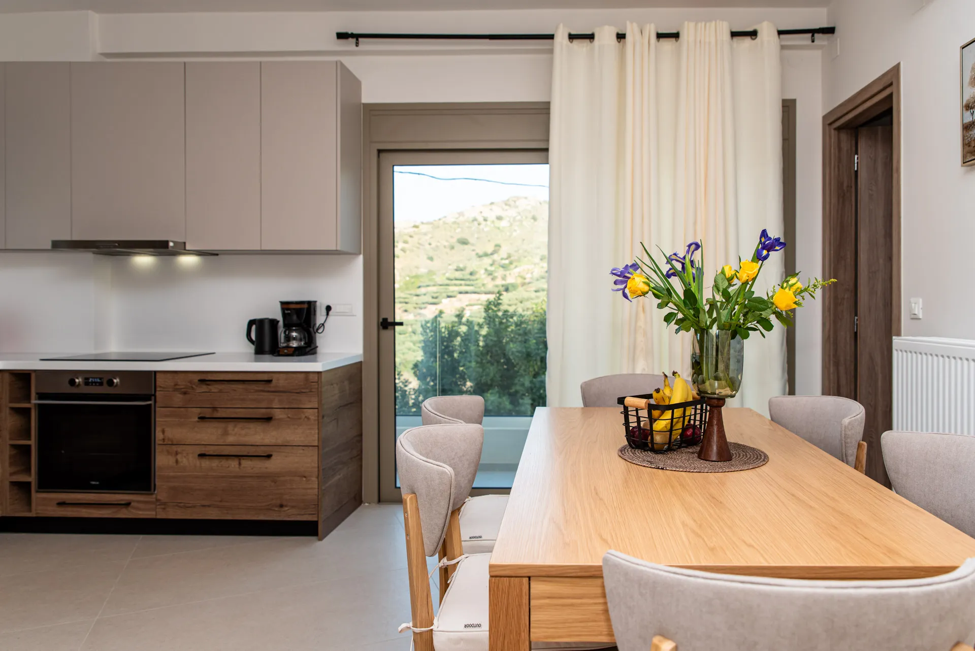 Bedroom with stone arch